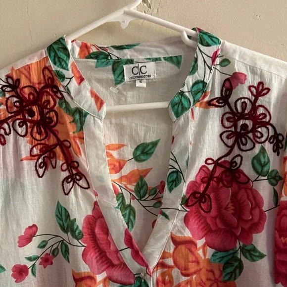 Chic connection- blouse-embroidered Floral 100% cotton -made in India - Picture 3 of 10